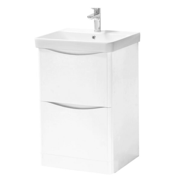 Kartell Floor Standing 2 Drawer 500mm X 460mm Cabinet With Ceramic Basin, White