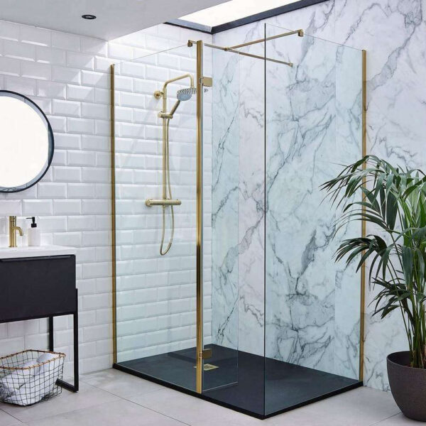 Kartell Ottone 760mm Brushed Brass Wetroom Screen