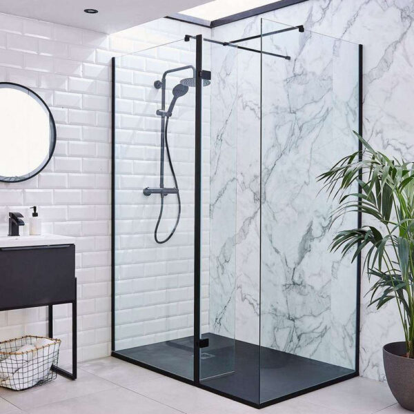 Kartell Nero 1200mm Black Wetroom Screen