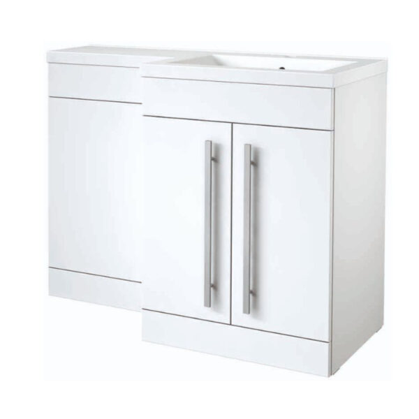 Kartell Matrix 2 Door L-Shaped 1100mm LH Furniture Pack With Cistern, White Gloss