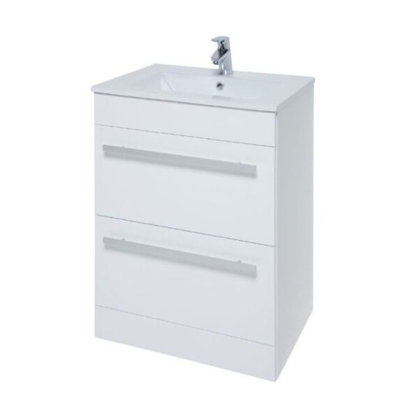 Kartell Ceramic Basin With Floor Standing Cabinet 600mm X 460mm, Storm Grey