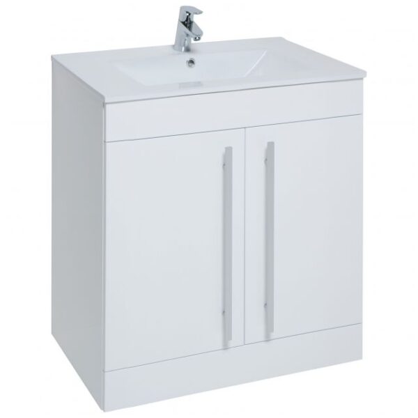 Kartell Purity F/S 2 Drawer Vanity With Ceramic Basin 800mm X 450mm, Silver Oak