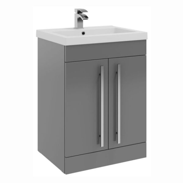 Kartell Purity F/S 2 Door Unit With Ceramic Worktop & Sit On Bowl 600mm X 450mm, Silver Oak