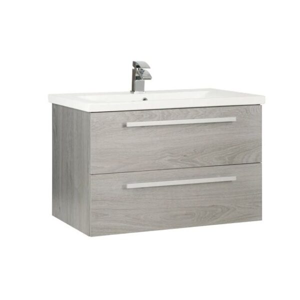 Kartell F/S 2 Drawer Vanity & Mid Depth Ceramic Basin 800mm X 450mm, Storm Grey