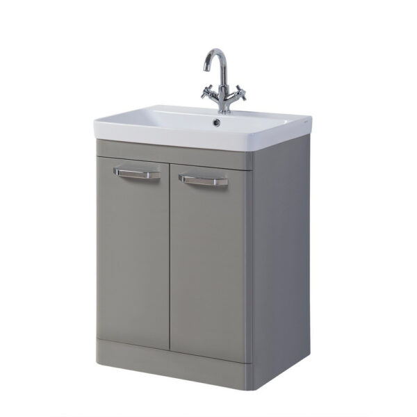 Kartell Floor Standing 2 Drawer 600mm X 460mm Cabinet With Ceramic Basin, Cashmere