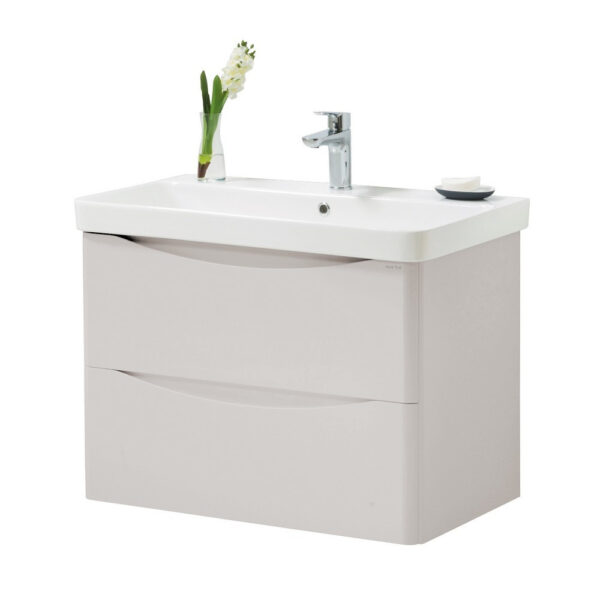 Kartell Floor Standing 2 Door Cabinet Unit With Basin 800mm X 460mm, White Gloss