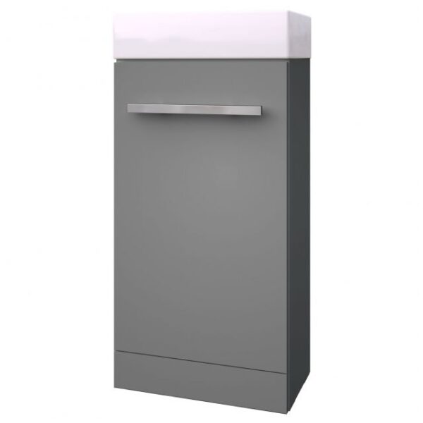 Kartell Floor Standing Cloakroom Unit With Basin 815mm X 410mm, Storm Grey Gloss