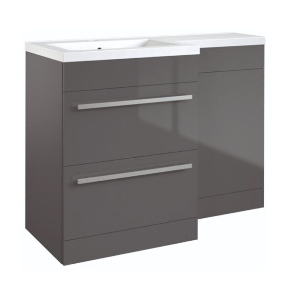 Kartell Matrix 2 Door L-Shaped 1100mm RH Furniture Pack With Cistern, Storm Grey