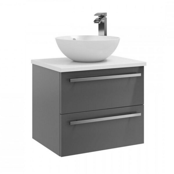 Kartell Purity 600mm Wall Mounted 2 Drawer Unit With Ceramic Worktop & Sit On Bowl - White (Excluding Basin)