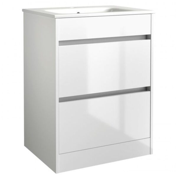 Kartell Ceramic Basin With Floor Standing 2 Drawer Cabinet 600mm X 460mm, White