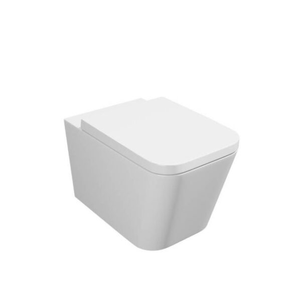 Kartell Genoa Square Wall Hung WC Pan With Premium Soft Close Seat, White