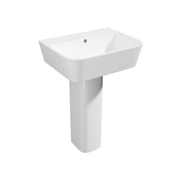 Kartell K-Vit Genoa Square 550mm 1TH Basin With Full Pedestal, White Finish