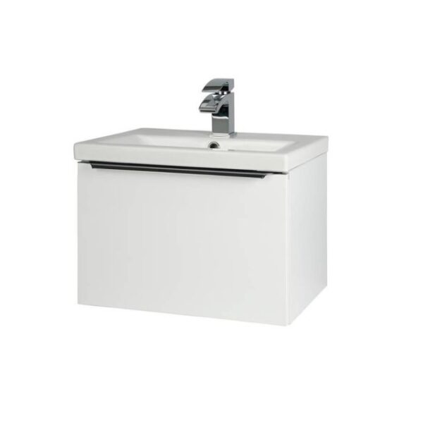 Kartell Wall Mounted Ceramic Basin And Drawer Cabinet 500mm X 355mm, White Gloss