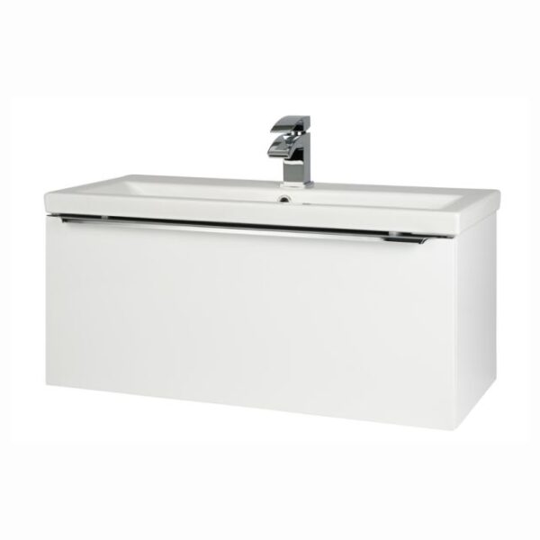 Kartell Wall Mounted Ceramic Basin With Cabinet Unit 800mm X 355mm, Sonoma Oak