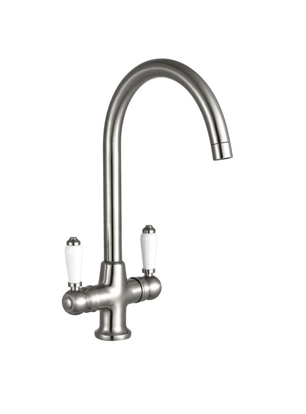 TRADITIONAL MONO SINK MIXER BRUSHED STEEL