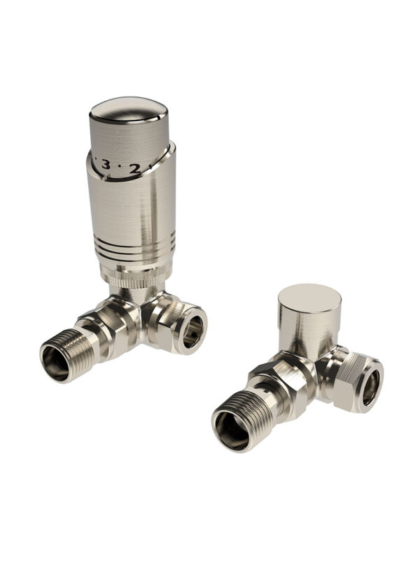 Design Twin Pack TRV, Brushed Nickel, Corner