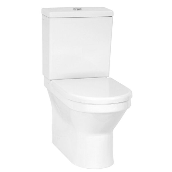 Kartell Style Close Coupled Open Back WC Pan With Cistern And Soft Close Seat