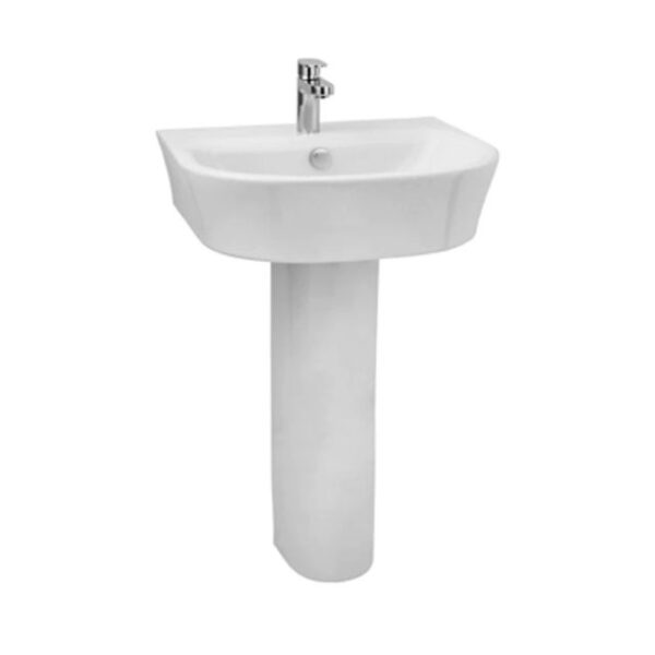 Kartell K-Vit Style 1 Tap Hole Round Basin With Full Pedestal 550mm, White