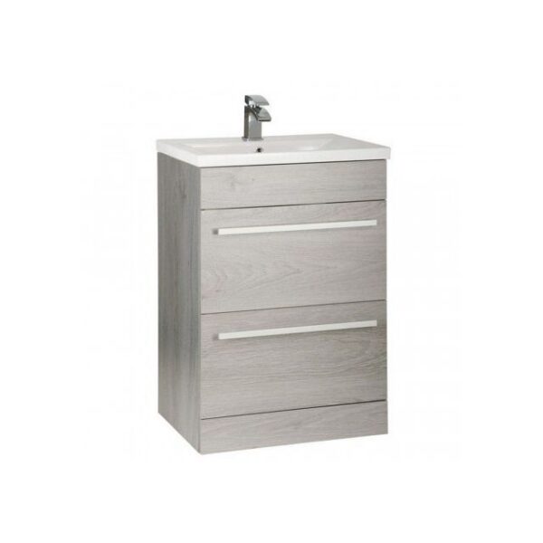 Kartell Purity F/S 2 Drawer Vanity And Mid Depth Basin 600mm X 450mm, Silver Oak