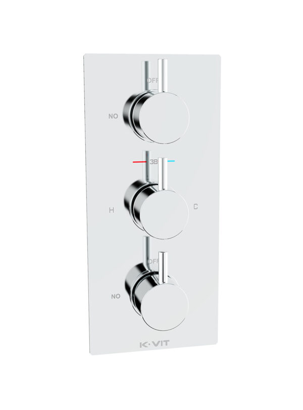 Plan Triple Concealed Thermostatic Shower Valve Round Handle (2 way)