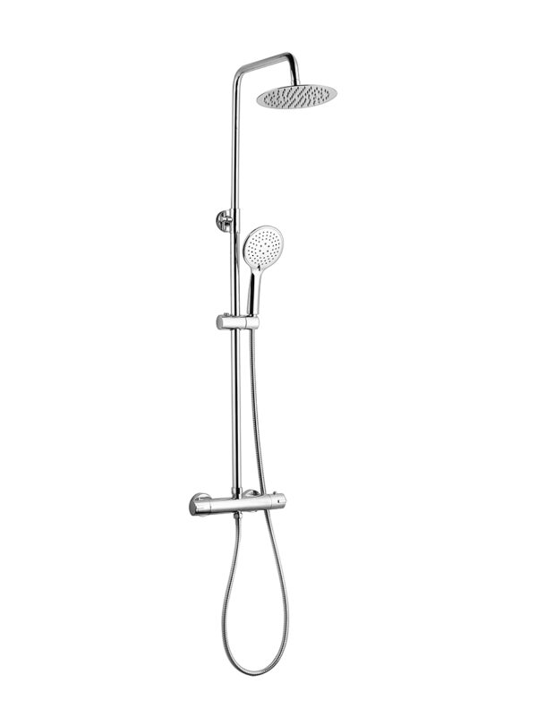 Plan Thermostatic Bar Shower with Ultra Slim Stainless Shower Drencher and Sliding Handset