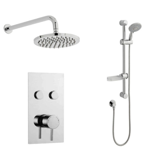 Kartell Plan Single Round Push Button Thermostatic Concealed Shower With Adjustable Slide Rail Kit