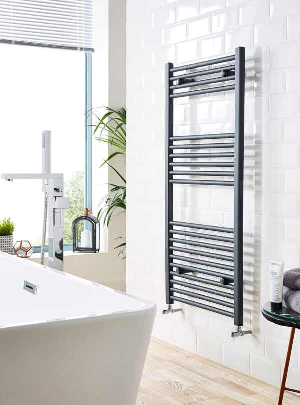 22mm Straight Towel Rail 400mm x 800mm - Anthracite