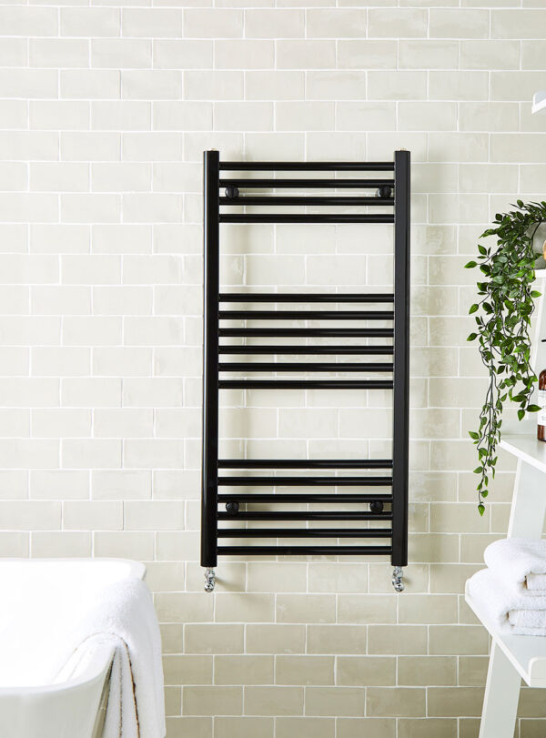 22mm Straight Towel Rail 400mm x 800mm - Black