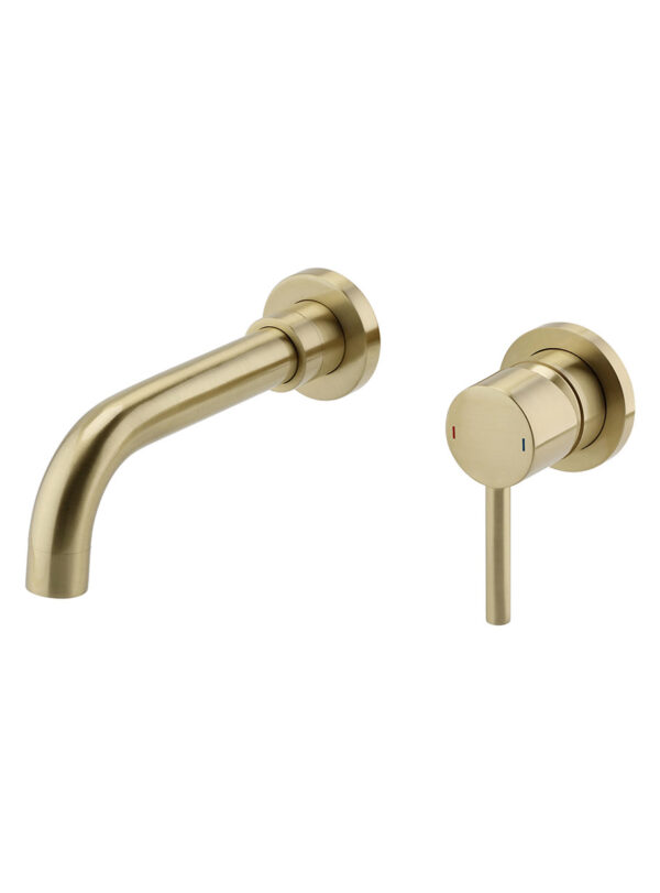 Ottone Wall Mounted Basin Mixer Brushed Brass